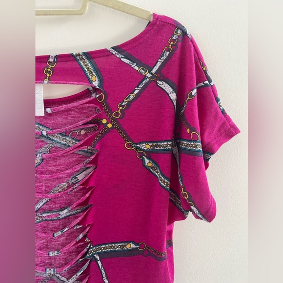 Vintage Julia Fuchsia Pattern Back Cut Top Women’s Size Small - Picture 10 of 11